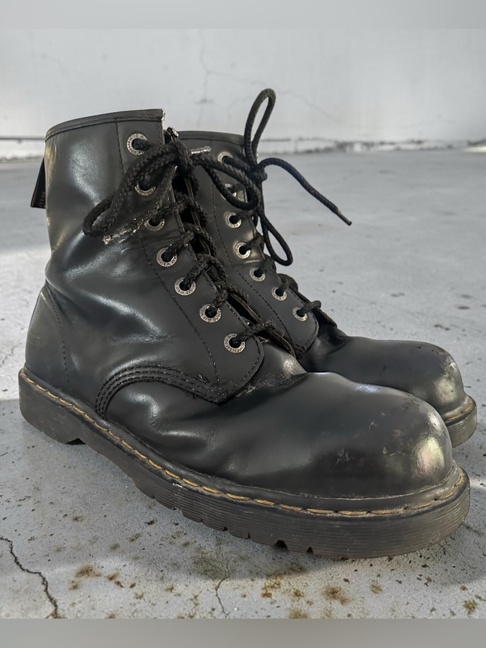 Dr. Marten’s Industrial Steel Toe Men's Black Leather Lace-Up Boots